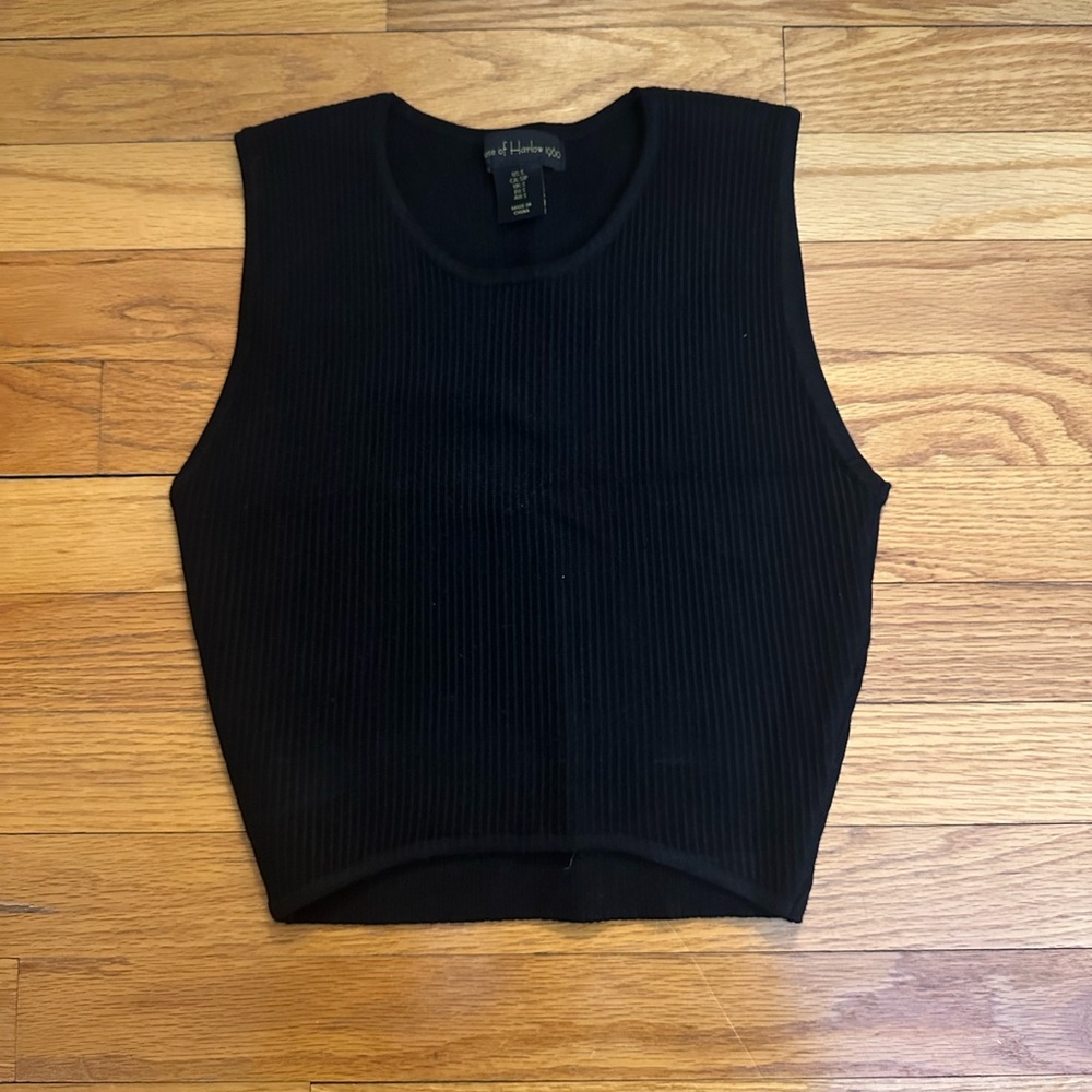 Black Sleeveless Ribbed Top